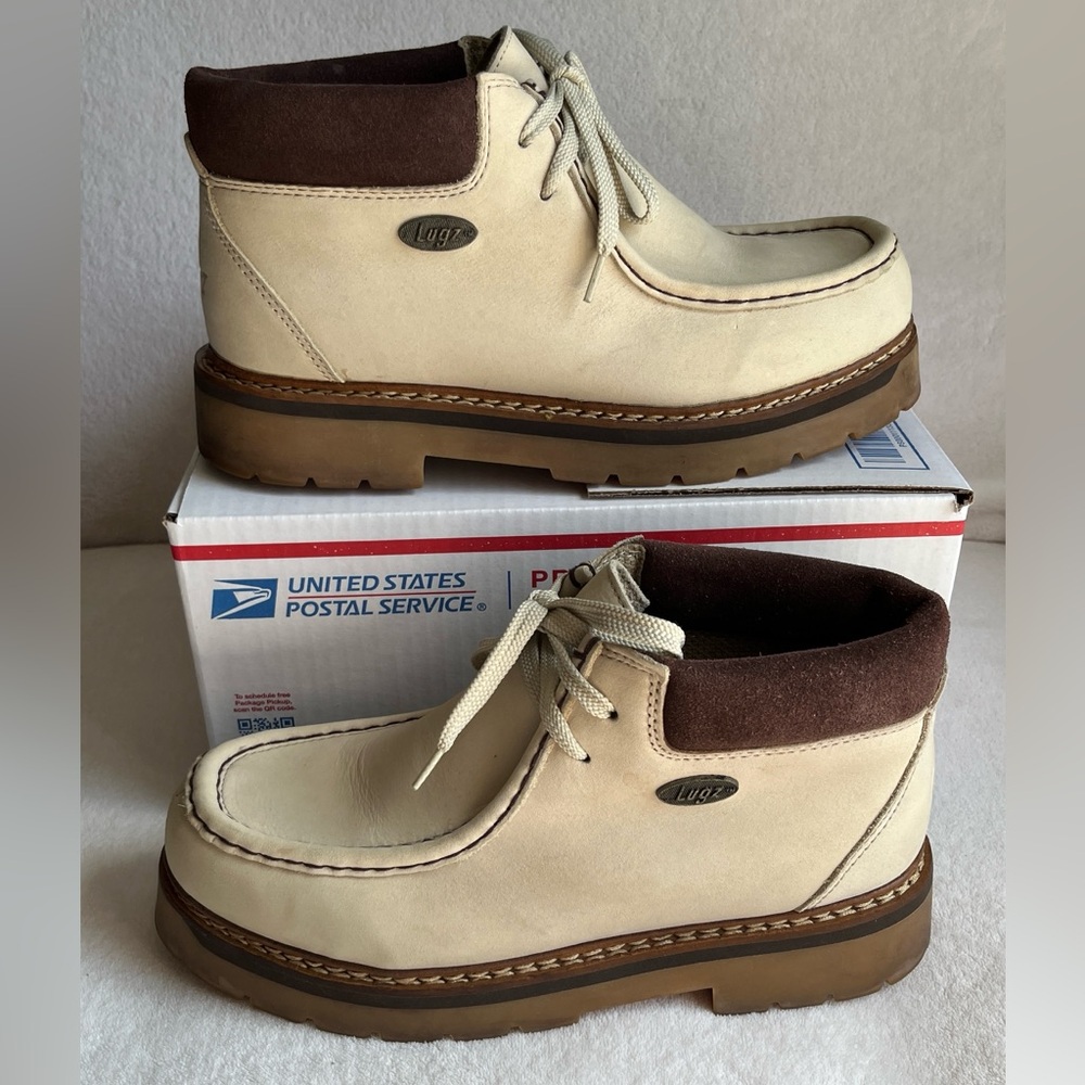 Lugz Chukka Boots, Cream/Tan/Brown, Size 9.5